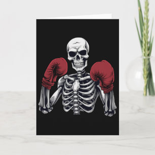 Tarjeta Boxeador Esqueleto Boxeo Kickboxing Halloween Arte