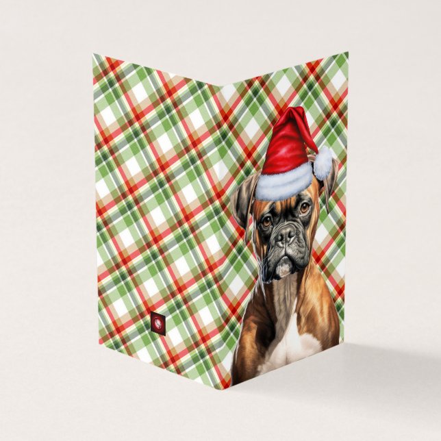 Tarjeta Boxeador Navidad perro con traje de vacaciones (Exterior)