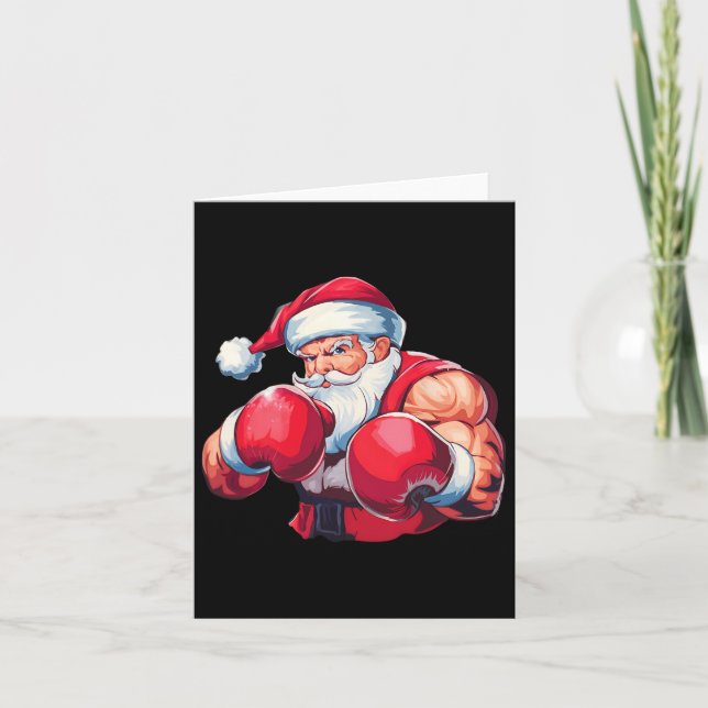 Tarjeta Boxeador Navidades de boxeo Boxer de Santa Claus B (Anverso)