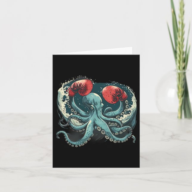 Tarjeta Boxeador Octopus Lover Ocean Sea Creature Boxin Fu (Anverso)