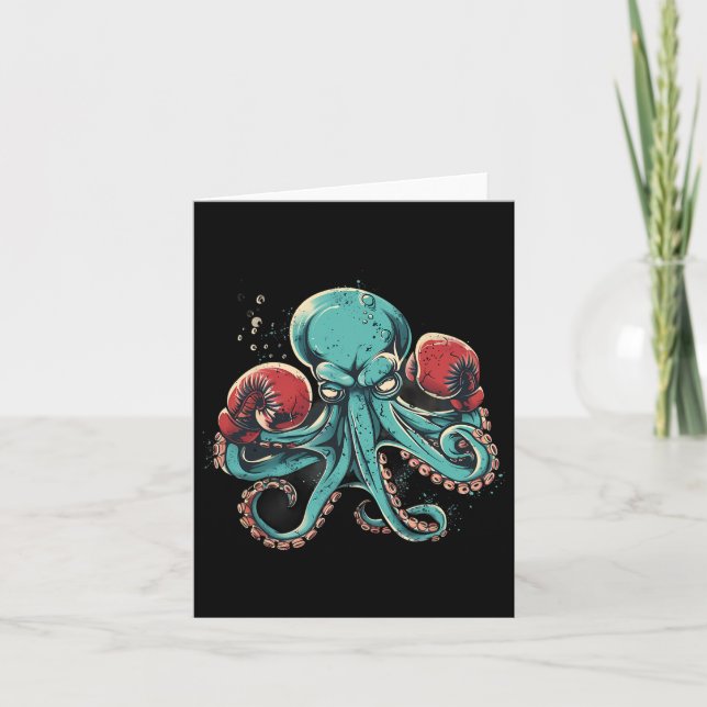 Tarjeta Boxeador Octopus Lover Ocean Sea Creature Kickboxi (Anverso)