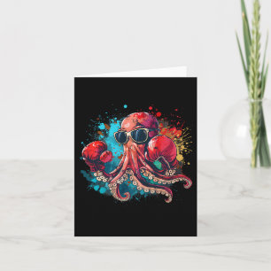 Tarjeta Boxeador Octopus Lover Ocean Sea Creature Kickboxi