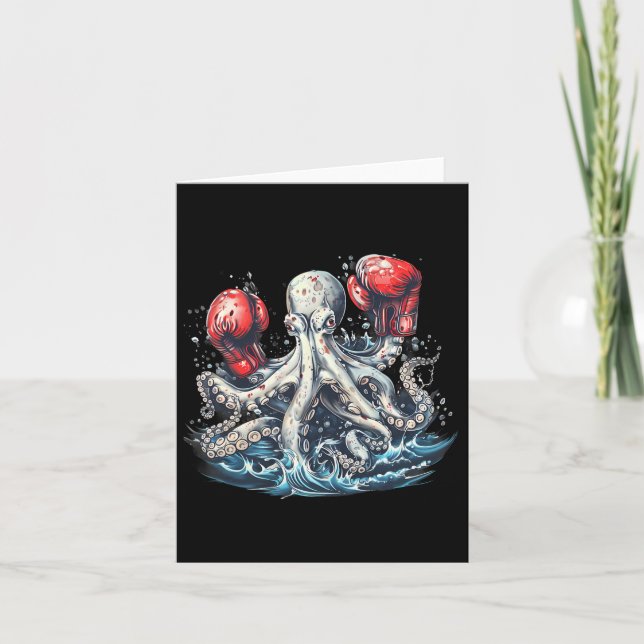 Tarjeta Boxeador Octopus Lover Ocean Sea Creature Kickboxi (Anverso)
