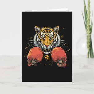 Tarjeta Boxeador Tigre Con Guantes De Boxeo Kickboxing Div