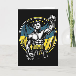 Tarjeta Boxeador Ucraniano Boxeo Patriótico Luchador Ucran