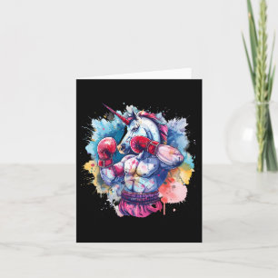 Tarjeta Boxeador Unicornio Con Guantes De Boxeo Gracioso