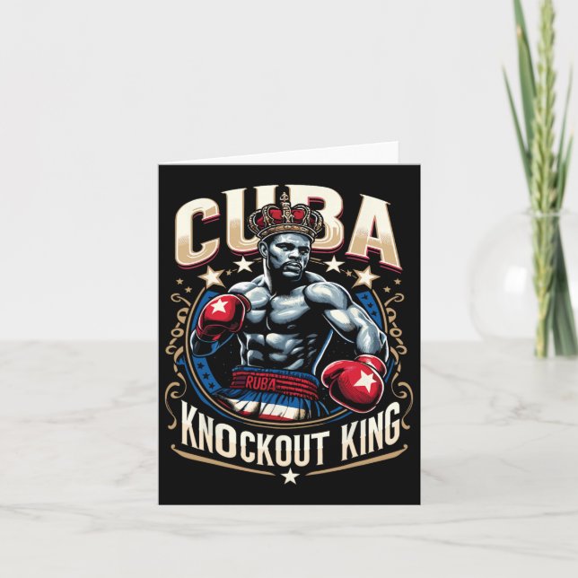 Tarjeta Boxeo cubano knockout Corona Rey Cuba (Anverso)