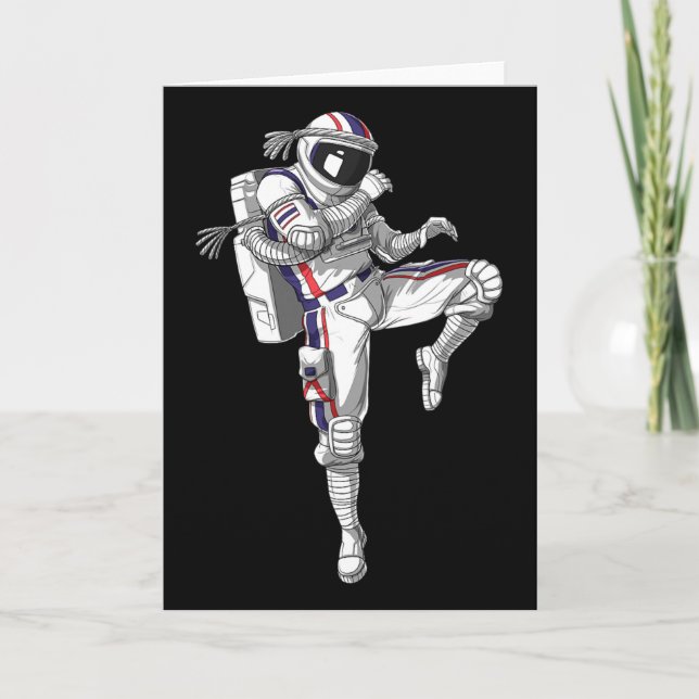Tarjeta Boxeo de Muay Thai de astronauta Karate Kickboxing (Anverso)