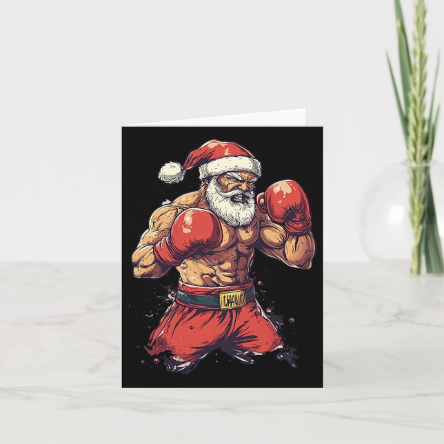 Tarjeta Boxeo De Santa Claus Y Muay Thai (Anverso)