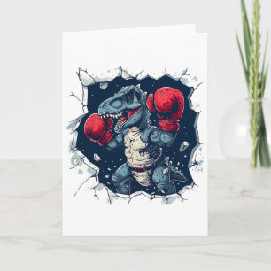 Tarjeta Boxeo Dinosaurio Boxeador T-rex Kickboxing Dino Bo