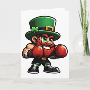 Tarjeta Boxeo divertido día de San Patricio trébol irlandé