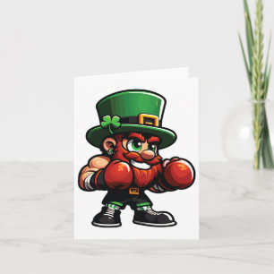 Tarjeta Boxeo divertido día de San Patricio trébol irlandé
