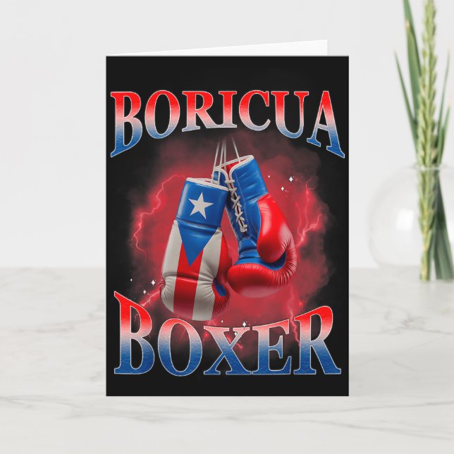 Tarjeta Boxeo Puerto Rico Boricua Boxeador Puertorriqueño  (Anverso)
