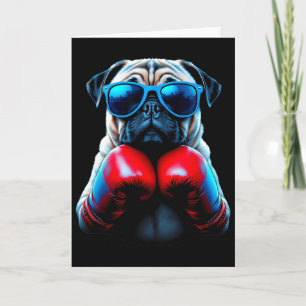 Tarjeta Boxeo Pug Perro Kickboxing Cool