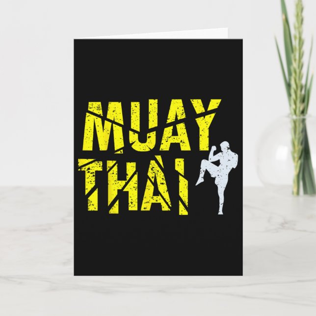 Tarjeta Boxeo Tailandés - Boxeador de Muay Thai Kickboxing (Anverso)