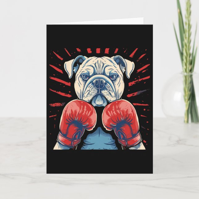 Tarjeta Boxer Bulldog Con Guantes de Boxeo Kickboxing Dive (Anverso)