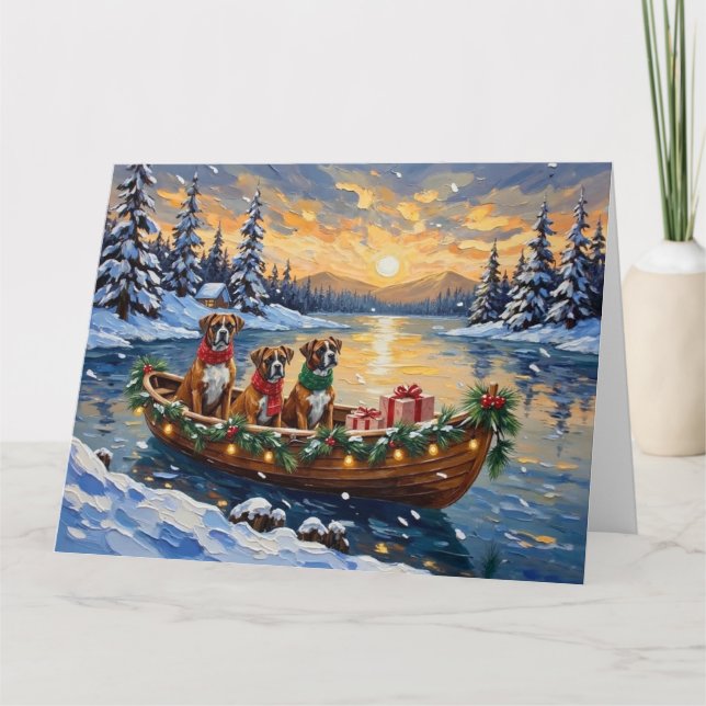 Tarjeta Boxer Christmas Boat Holiday (Anverso)