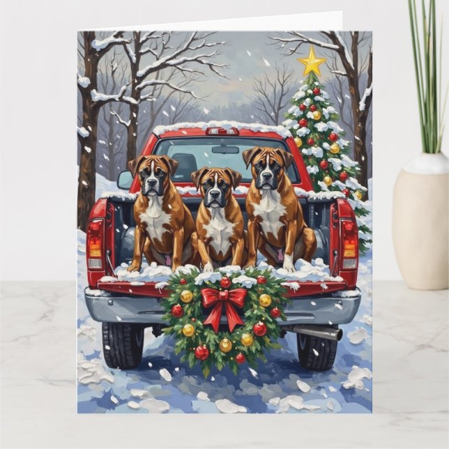 Tarjeta Boxer Christmas Red Truck Holiday (Anverso)