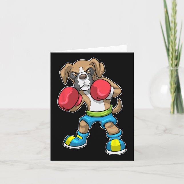 Tarjeta Boxer De Boxer De Perro Boxeo De Guantes De Boxeo  (Anverso)