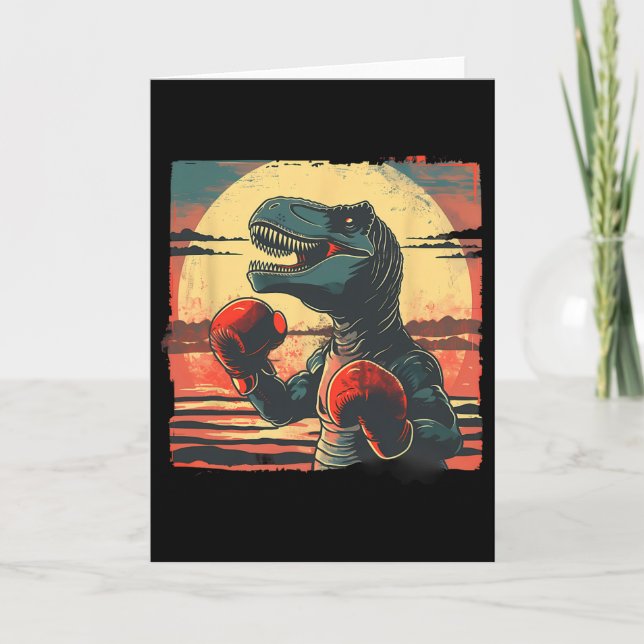Tarjeta Boxer Dinosaur Boxing Dino Kickboxing T-rex Boxing (Anverso)