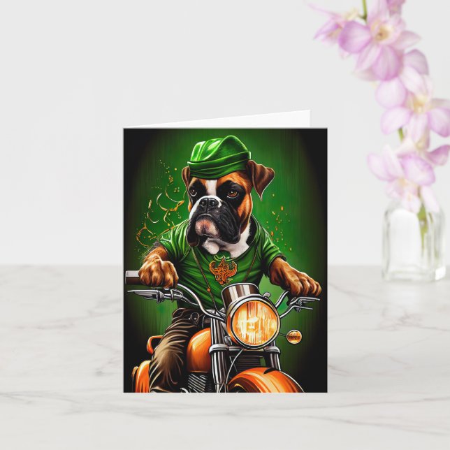 Tarjeta Boxer Dog Driving Bike St. (Orquídea)