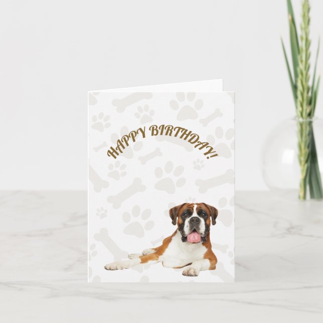 Tarjeta Boxer Dog Happy Birday Card (Anverso)