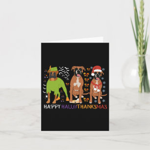 Tarjeta Boxer Dog Happy Hallothanksmas Xmas Perro Lover
