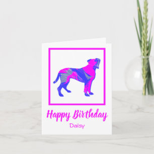 Tarjeta Boxer Dog Hot Pink Funny Birday Card