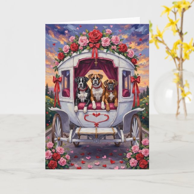 Tarjeta Boxer Dog Valentine's Day  (flor amarilla)