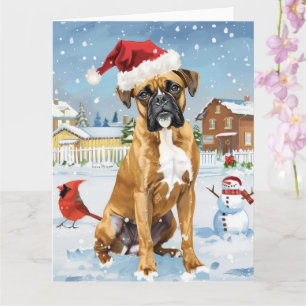 Tarjeta Boxer Dog Winter Wonderland Navidades Alegría