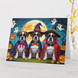Tarjeta Boxer Dogs Calabaza Halloween Gracioso