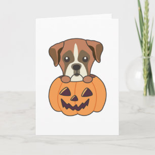 Tarjeta Boxer En Calabaza Perros Lindos Feliz Halloween