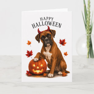 Tarjeta Boxer Halloween Perro Diablo