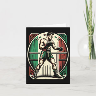 Tarjeta Boxer italiano - Bandera de boxeo de época Italia