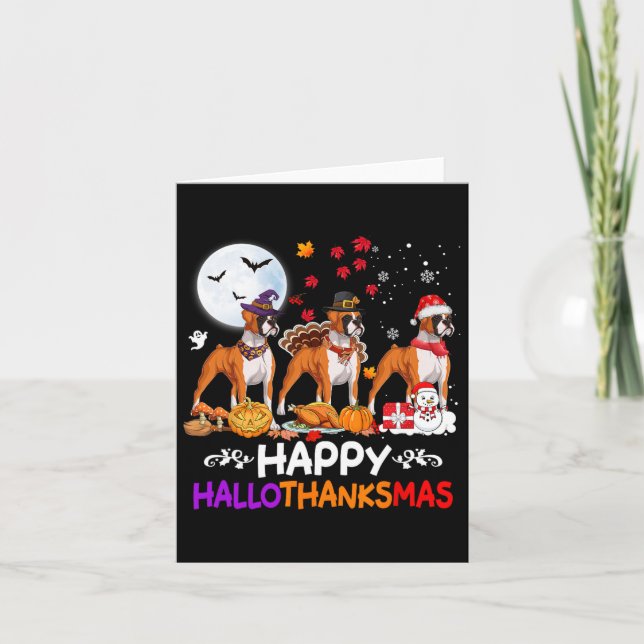 Tarjeta Boxer Navidades de perros Felices Hallothankmas Th (Anverso)