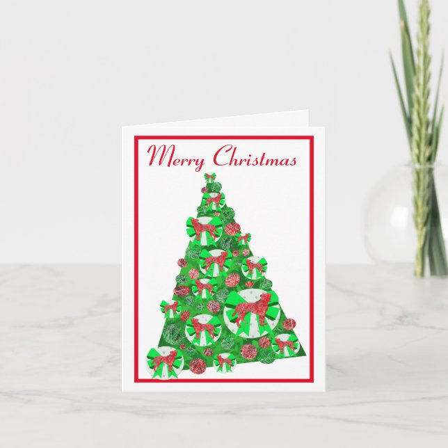 Tarjeta Boxer Perro Silhouette Árbol de Navidad Blanco (Anverso)