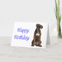 Boxer Puppy Dog Happy Birday Card - Verse