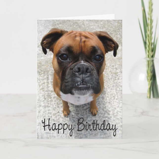 Tarjeta Boxer Puppy Dog Happy Birday Card - Verse (Anverso)