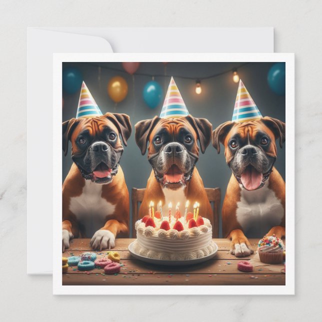 Tarjeta Boxer, tarjeta de cumpleaños de Boxer, cum (Anverso)