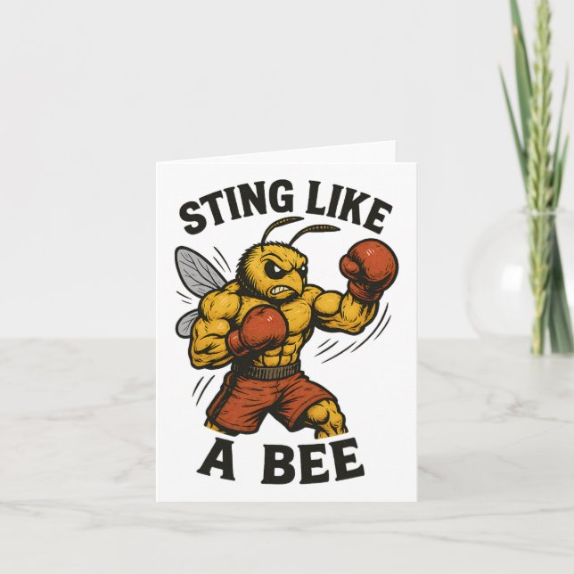 Tarjeta Boxing Bee Sting Like A Bee Kickboxer Power Bee (Anverso)