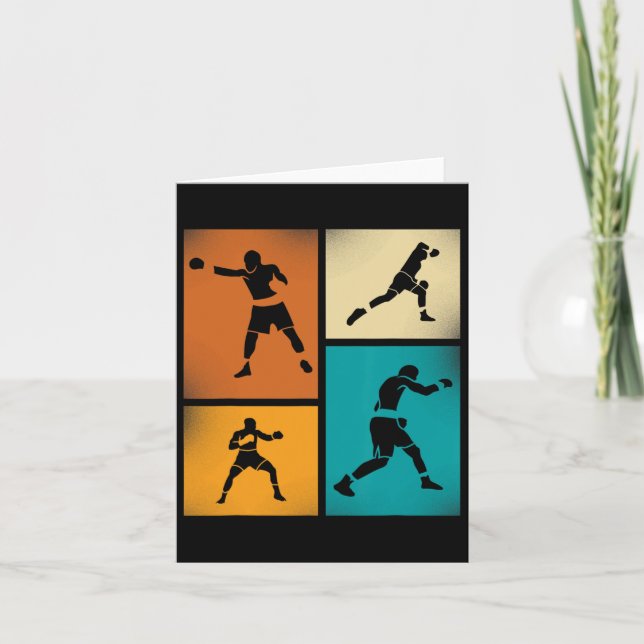 Tarjeta Boxing Champion Silhouette Retro Style Art (Anverso)