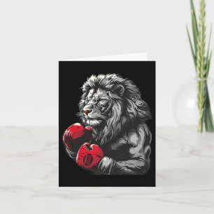 Tarjeta Boxing Lion Portrait Motif Wildlife Kickboxing Lov