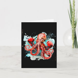 Tarjeta Boxing Octopus Lover Ocean Sea Creature Boxer Kick