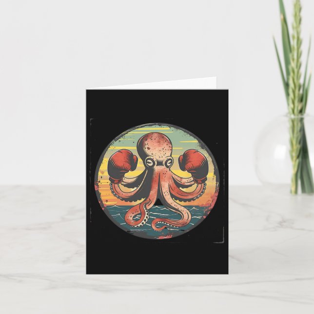 Tarjeta Boxing Octopus Lover Ocean Sea Creature Boxer Kick (Anverso)