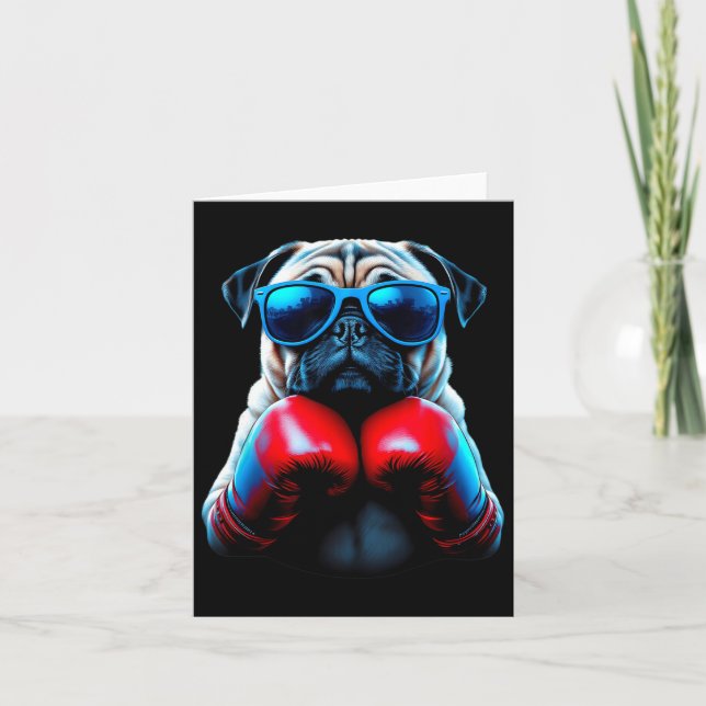 Tarjeta Boxing Pug Dog Kickboxing Guay (Anverso)