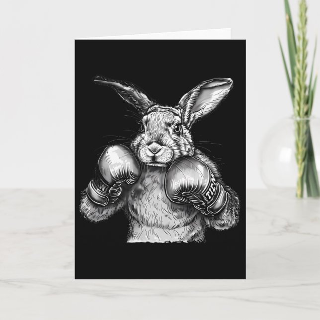 Tarjeta Boxing Rabbit Boxing Gloves Kickboxing Funny Boxer (Anverso)