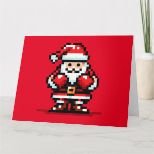Tarjeta Boxing Santa - Navidades retro de píxeles luchan c