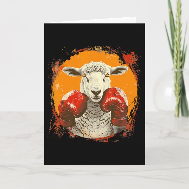 Tarjeta Boxing Sheep With Boxing Gloves Kickboxing Funny B (Anverso)