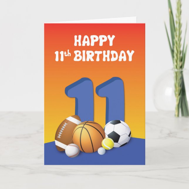 Tarjeta Boy 11th Birthday Sports Balls (Anverso)