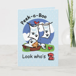 Tarjeta Boy 2º cumpleaños, Peek-a-Boo Kitten
